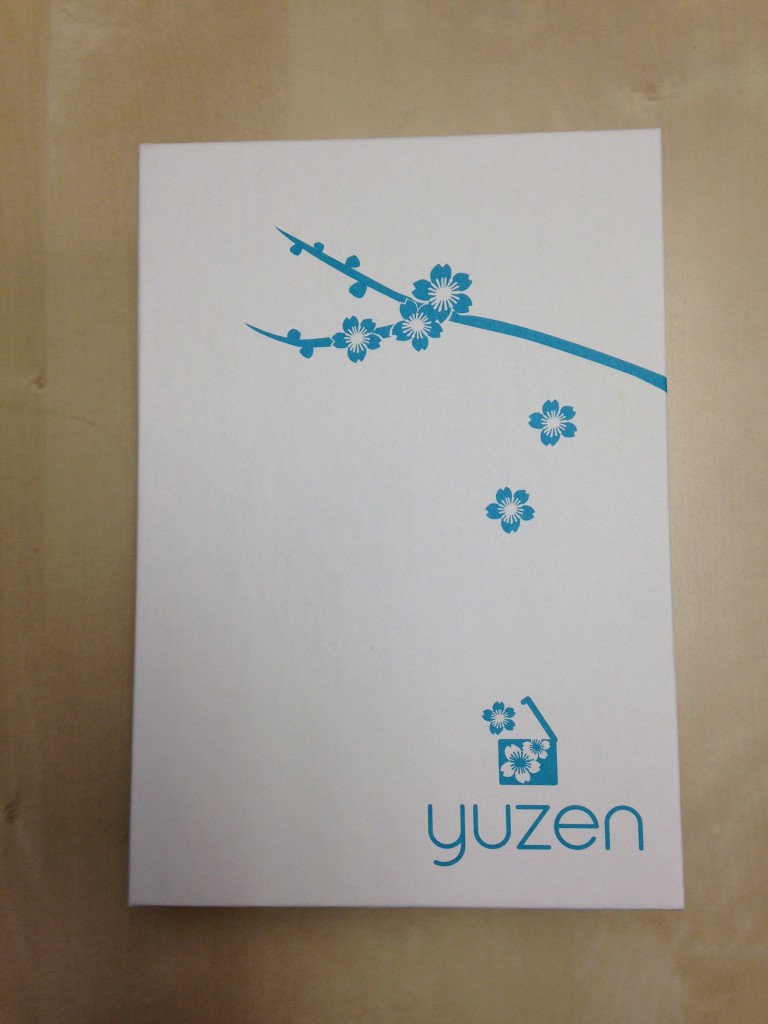 new yuzen interior box in rectangular shape with aqua flowers on white background