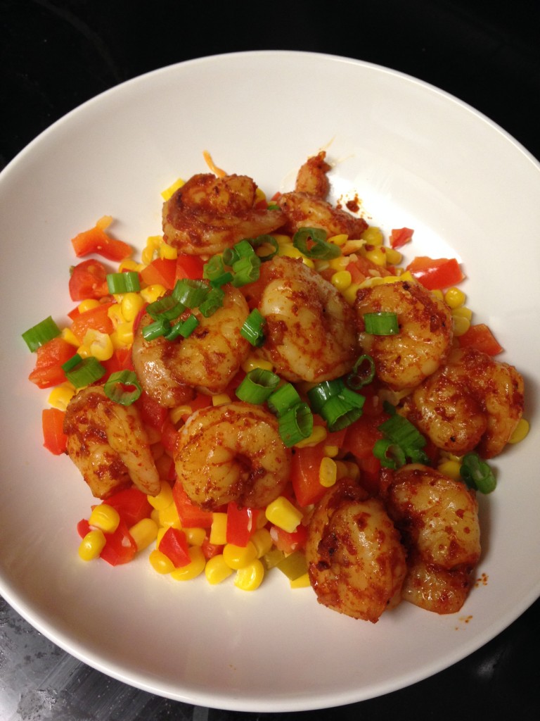 hello fresh chile dusted shrimp with corn relish dish finished product