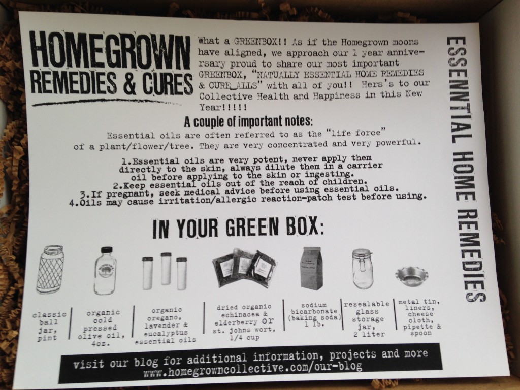 the homegrown collective december 2013 essential home remedies info card