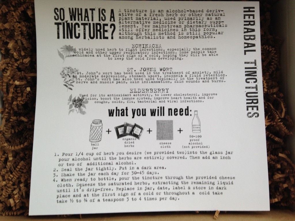 the homegrown collective december 2013 project herbal tinctures info card