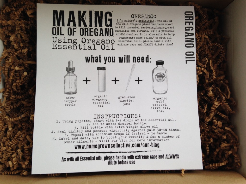 the homegrown collective december 2013 project oregano oil info card