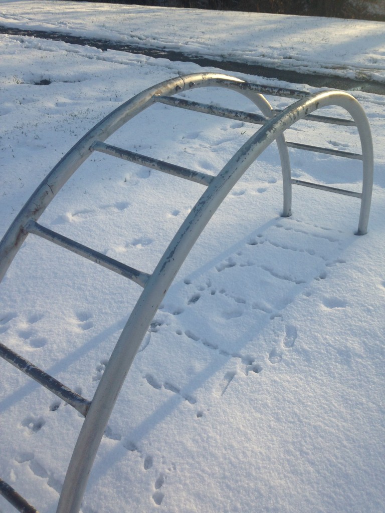 metal playground equipment with bars in arch shape