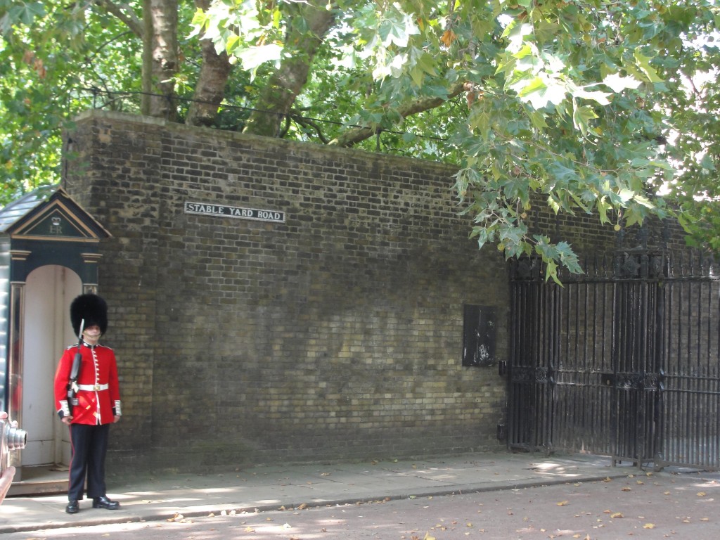 queen's guard standing by gate