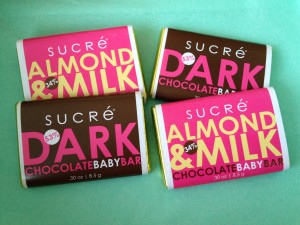 sucre chocolate baby bars in milk chocolate & almond and dark chocolate from treatsie december 2013 box