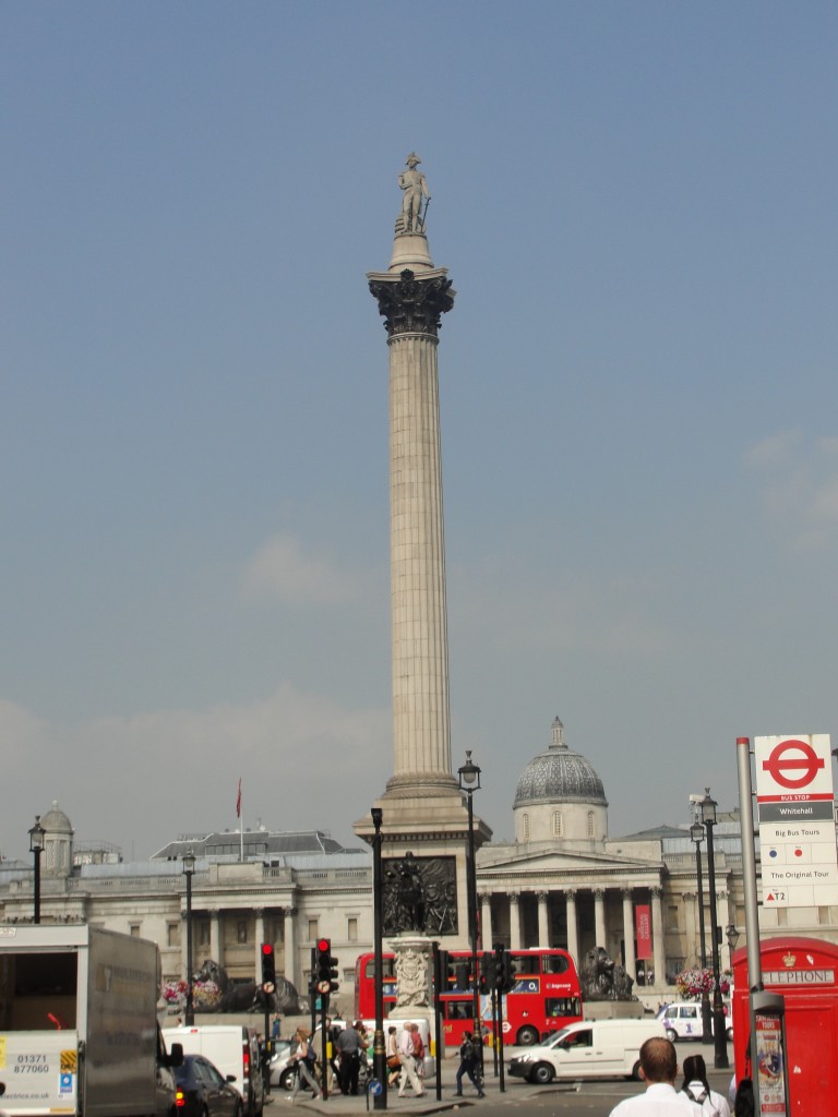 trafalgar square with nelson's column and the national gallery in background