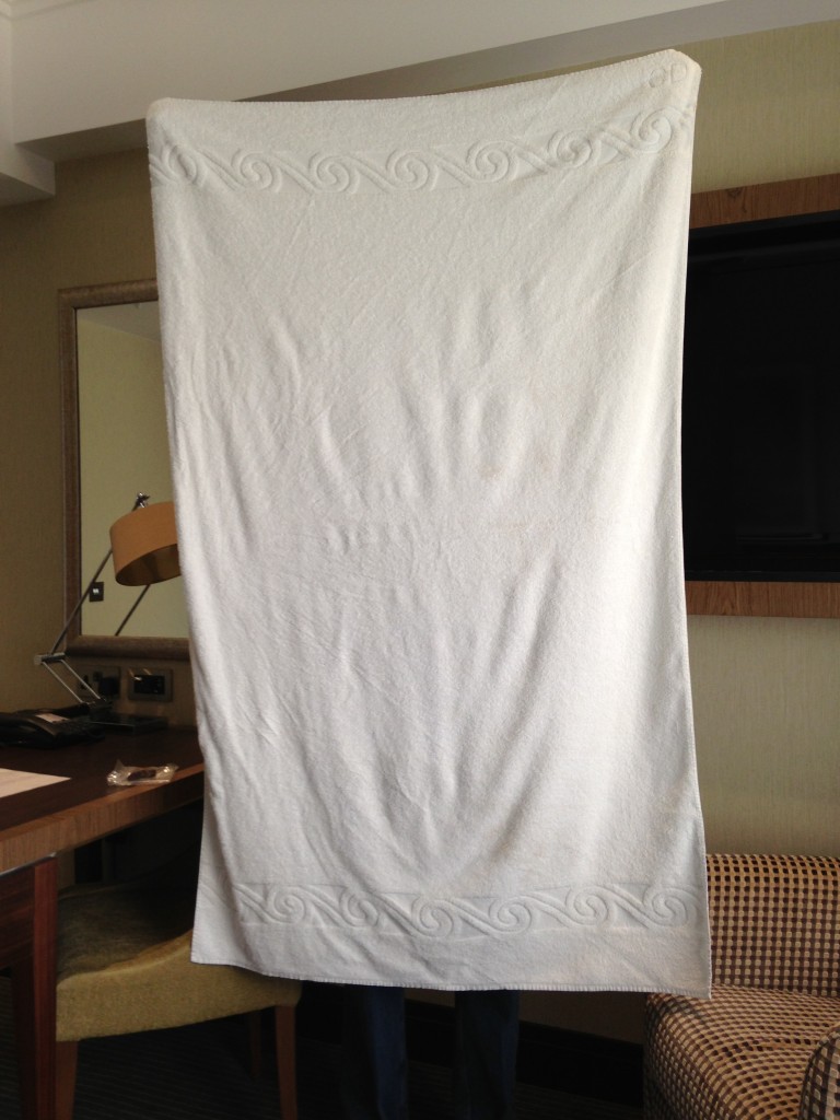 giant white hotel towel