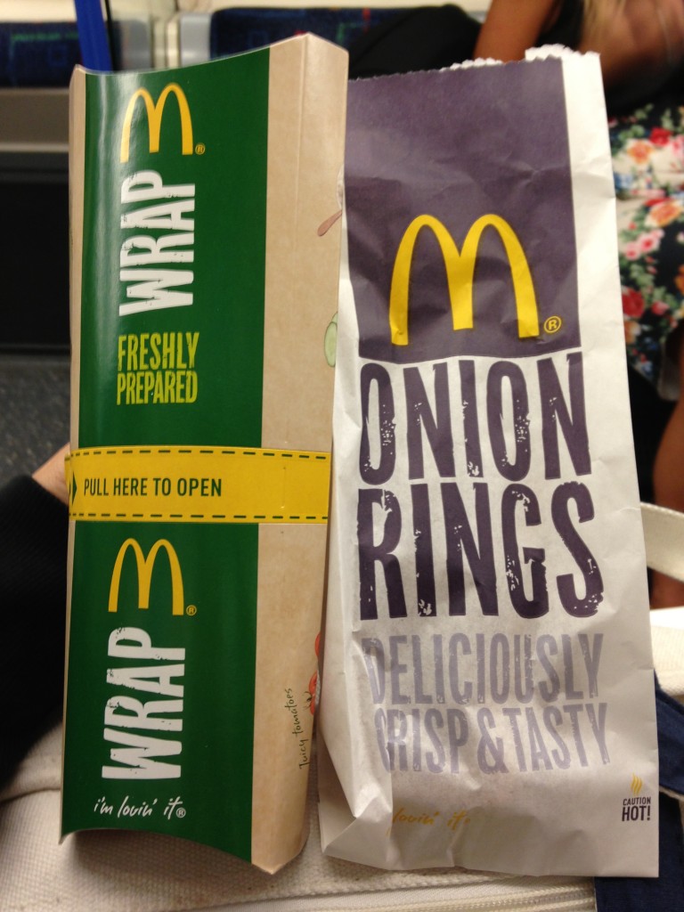 british mcdonald's choices with wrap and onion rings