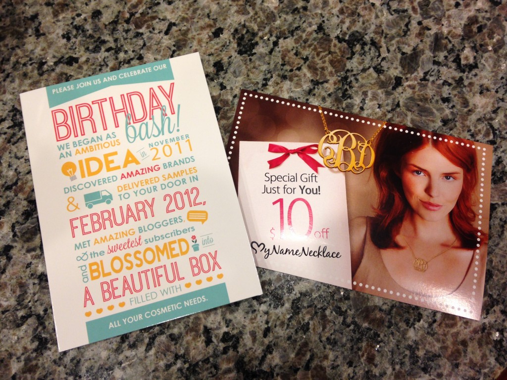 beauty box 5 february 2014 birthday card and mynamenecklace coupon card