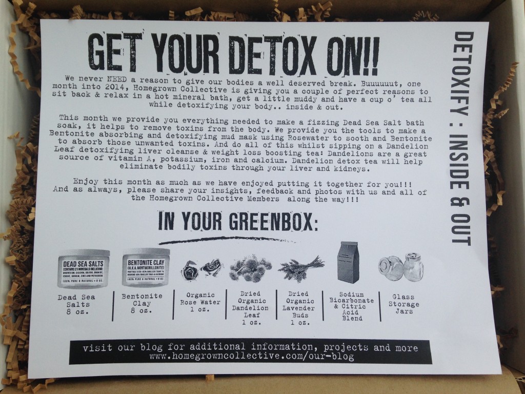 the homegrown collective january 2014 detoxify inside and out info card