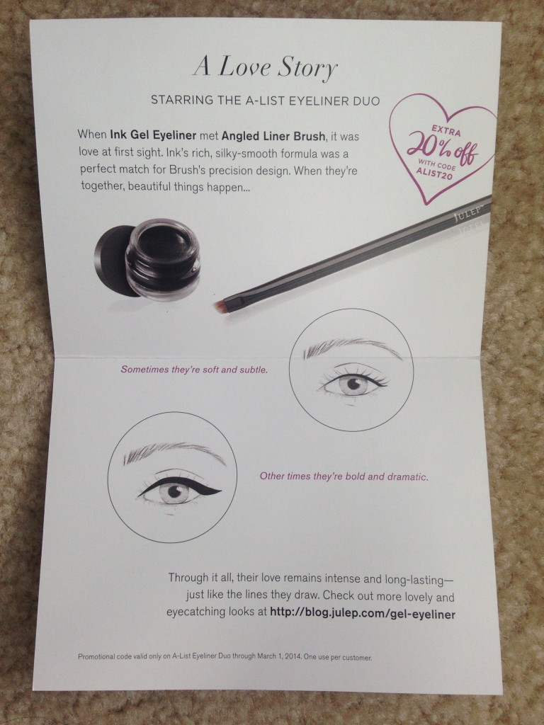 julep a-list eyeliner duo information card