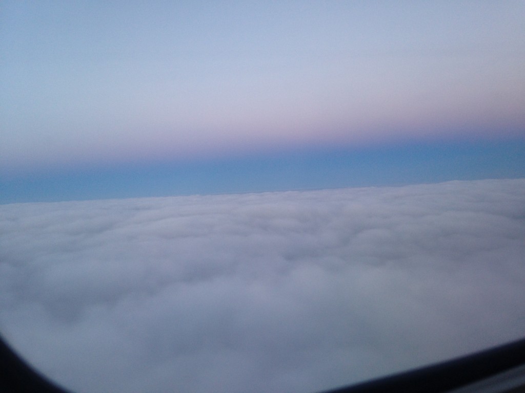fluffy cloud coverage with pastel colors in sky