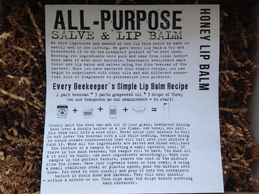 the homegrown collective february 2014 project honey lip balm info card