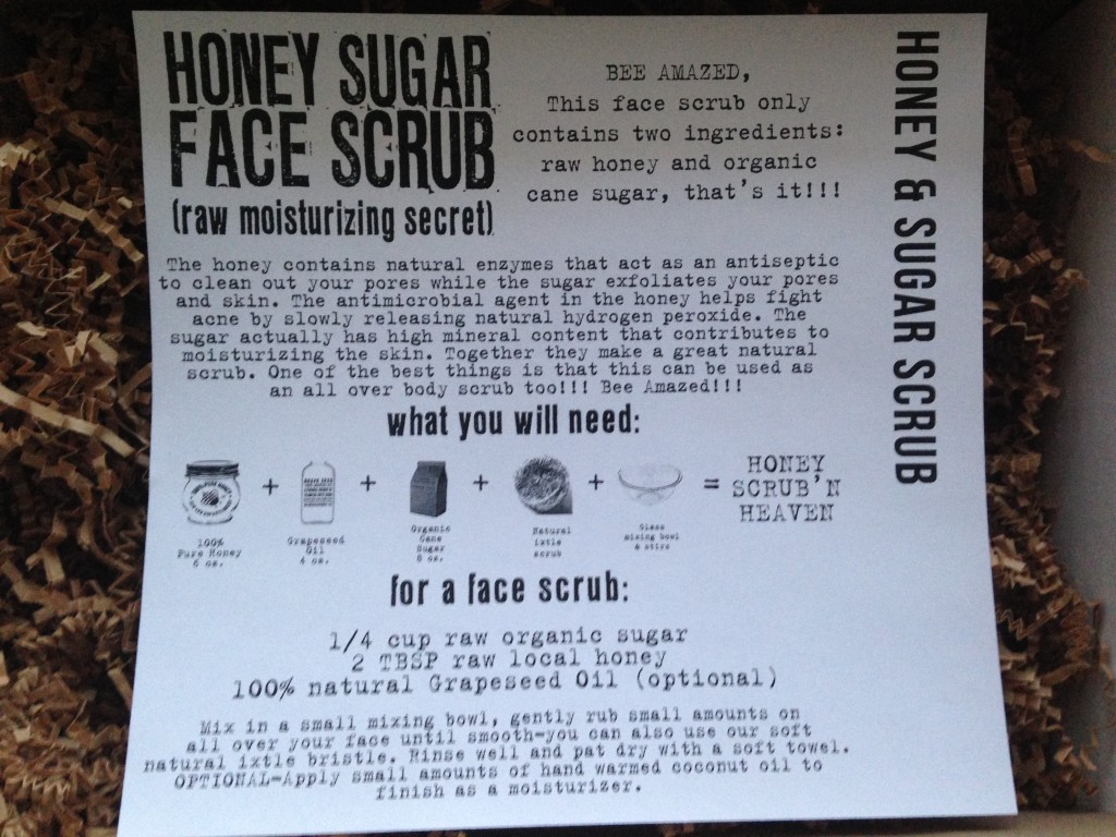 the homegrown collective february 2014 project honey sugar face scrub info card