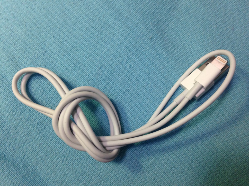 example of recommended way to store lightning charger cable as shown by apple store rep