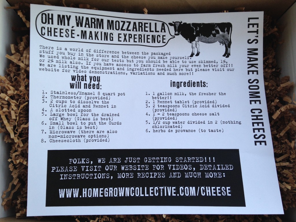 the homegrown collective march 2014 project mozzarella cheese-making info card