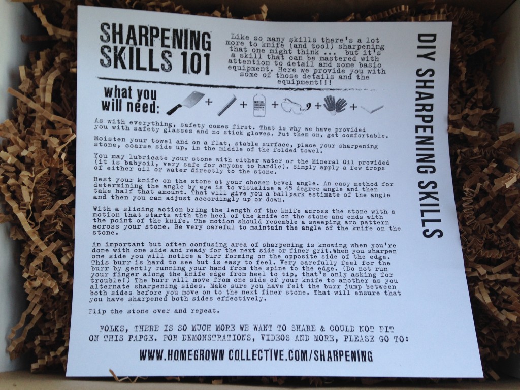 the homegrown collective march 2014 project knife sharpening info card
