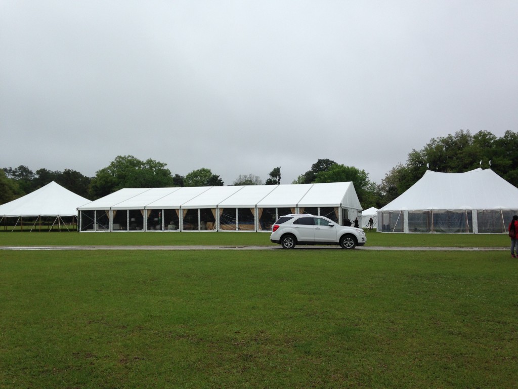 white tents at middleton place for wedding