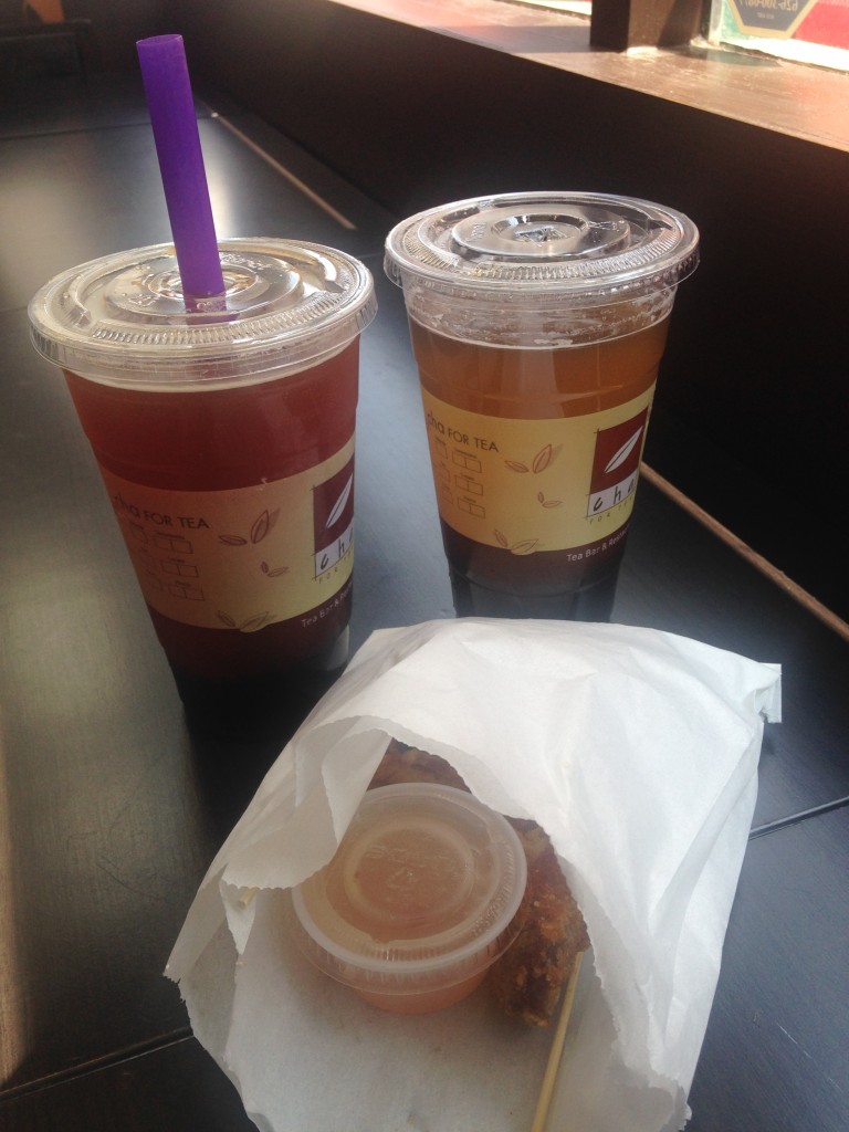 cha for tea boba tea drinks and crispy chicken appetizer snack