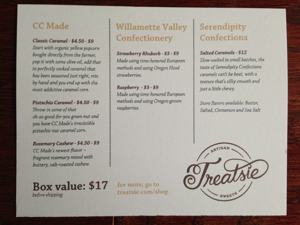 treatsie may 2014 info card