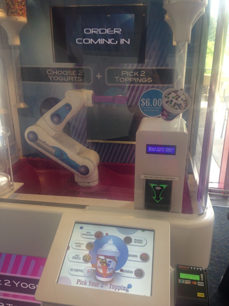 I wanted to be served by a robot and get a commemorative cup, so we got some froyo.