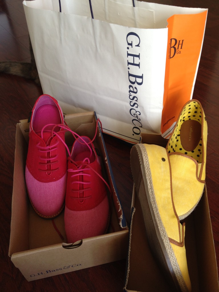 g.h. bass & co shoes elizabeth in fuchsia and sophia in yellow