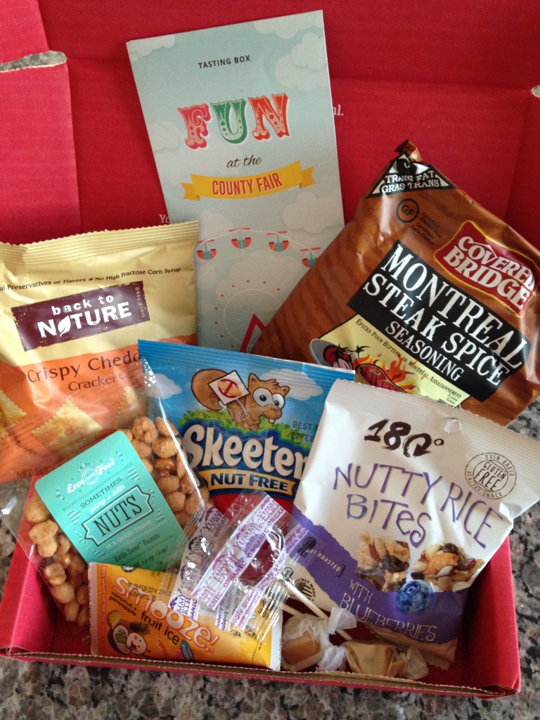 contents of august 2014 love with food box including eight snacks