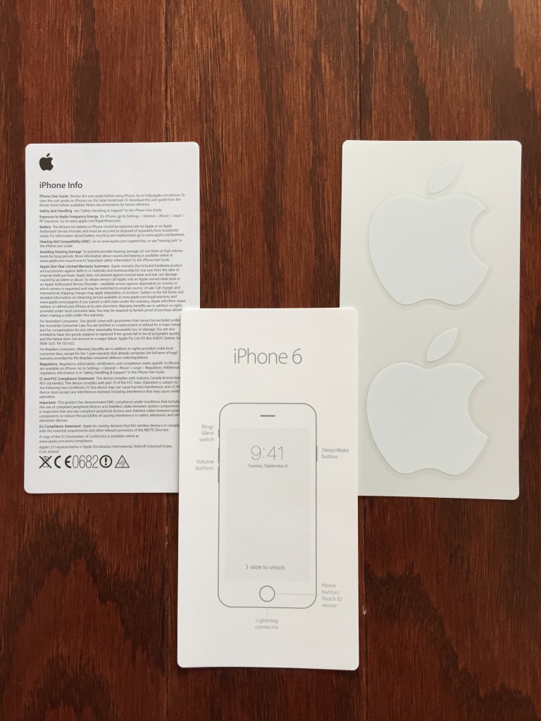 iphone 6 info cards from box