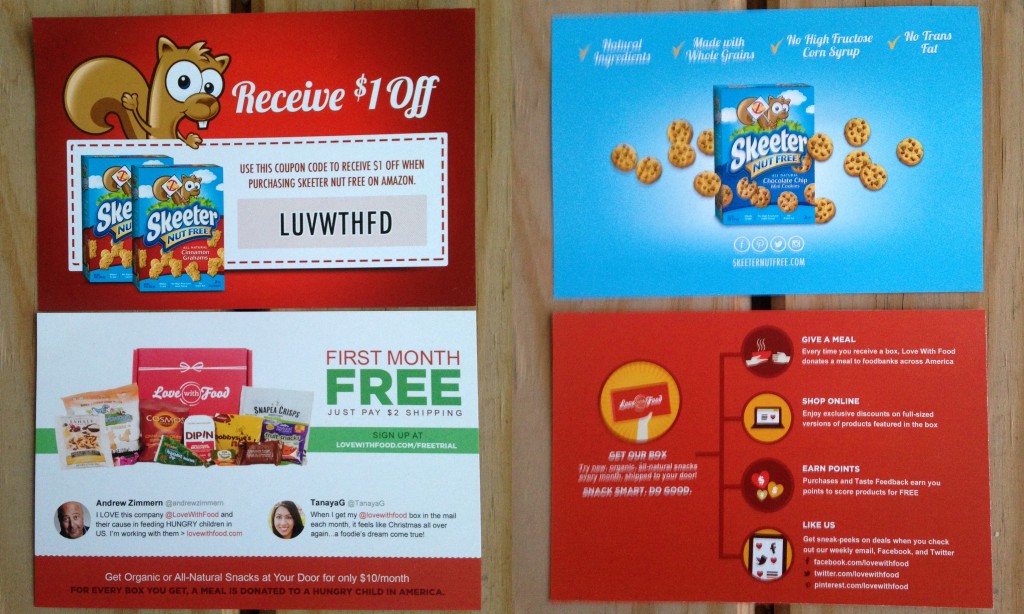 collage of offer cards included in september 2014 love with food box