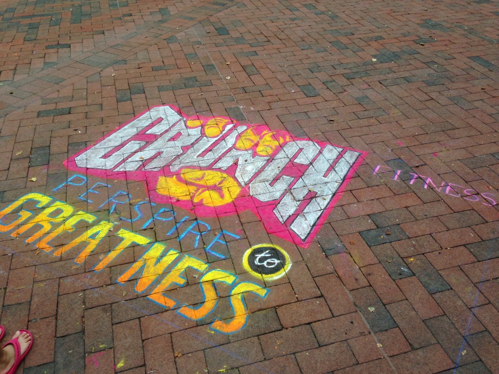 chalkfest reston chalk art drawing of crunch fitness logo