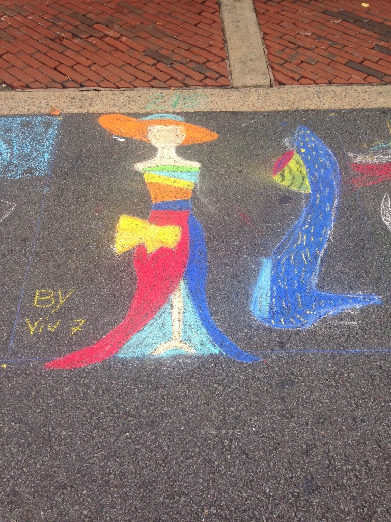 chalkfest reston chalk art drawing of woman in dress and hat