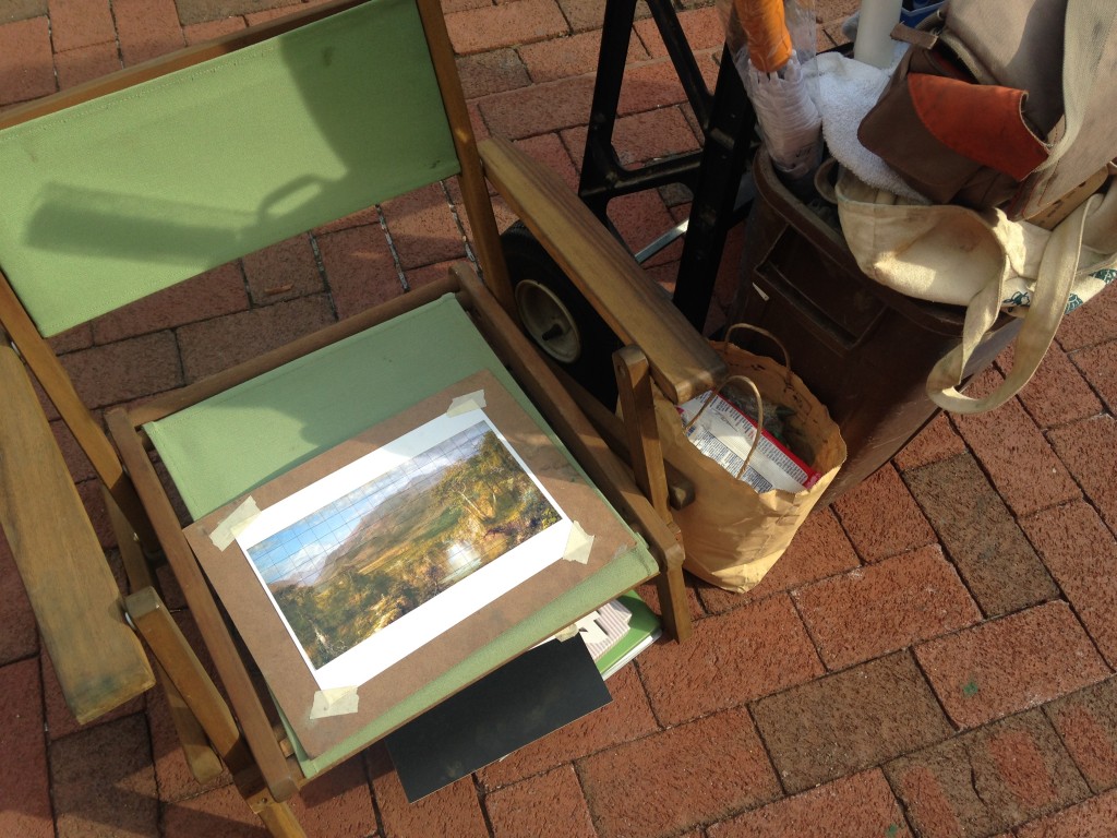 picture on artist's chair of landscape drawn for chalkfest reston