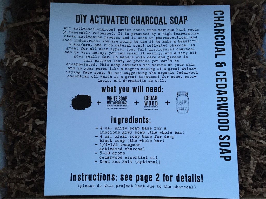the homegrown collective september 2014 project charcoal & cedarwood soap info card