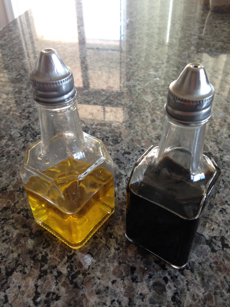 infused olive oil and balsamic vinegar with extra flavor in jars