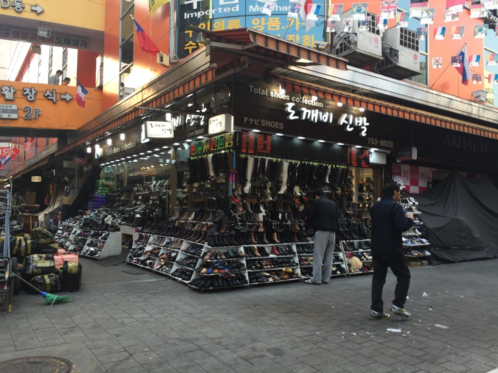 korean shoe stall at namdaemun market