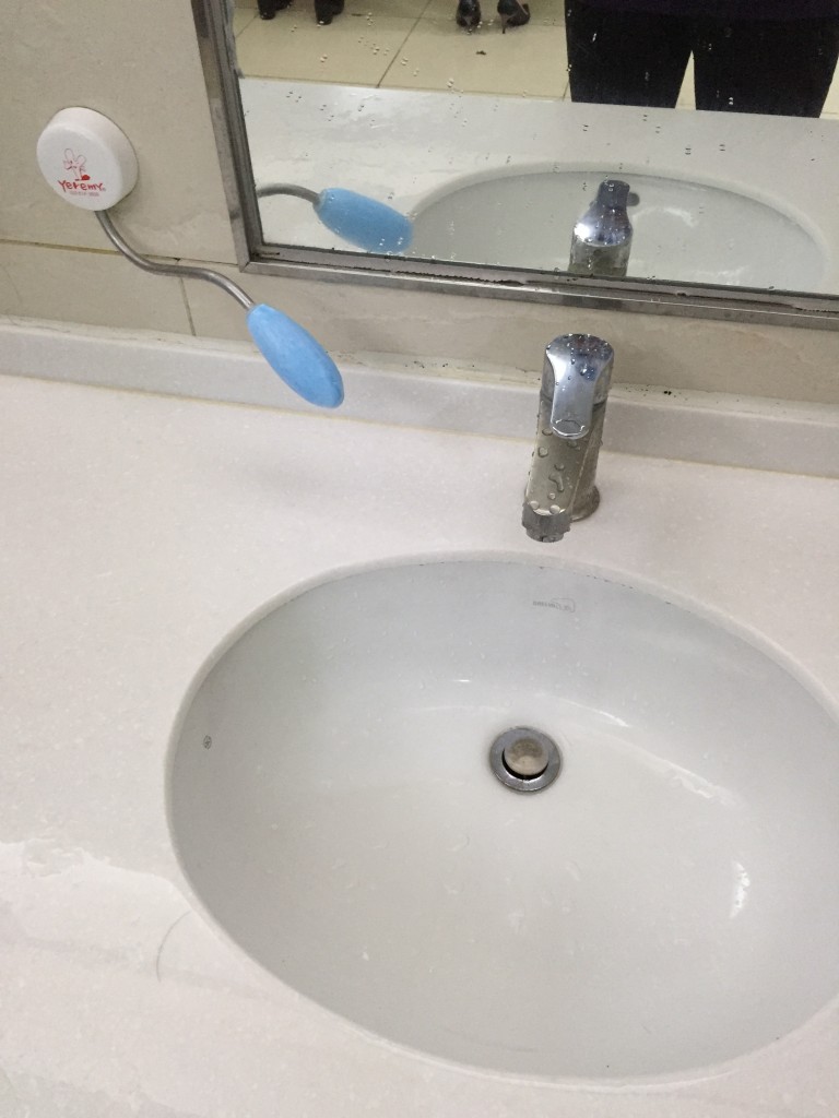 soap on a stick in korean bathroom
