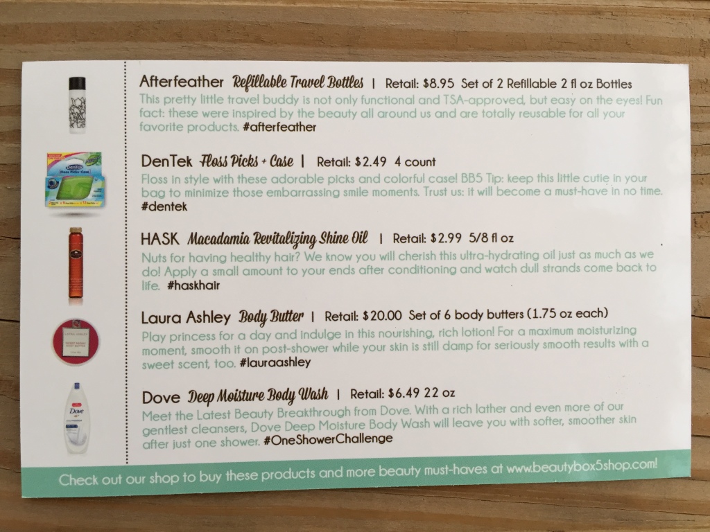 beauty box 5 november 2014 information card