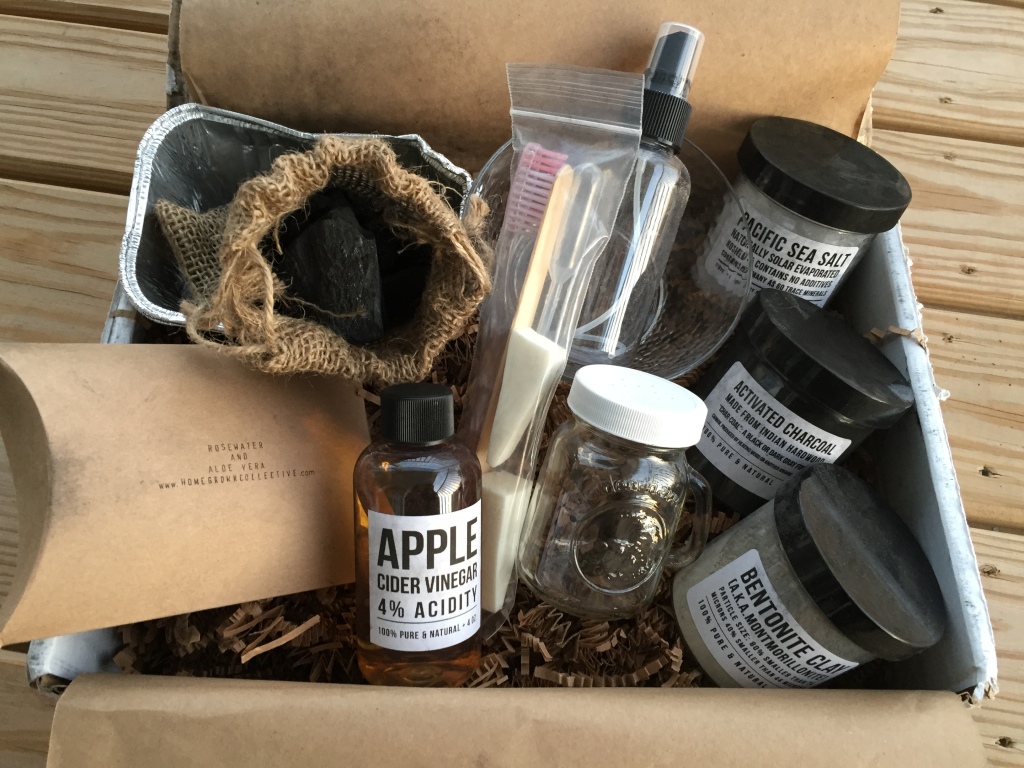 contents of the homegrown collective october 2014 box with carbon & clay theme