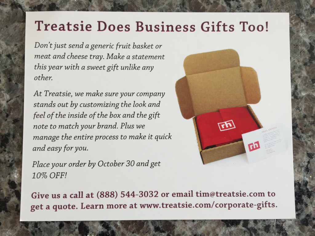 treatsie corporate gift info card