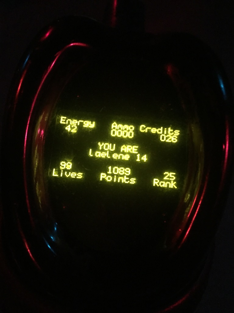 laser tag gun display panel showing stats