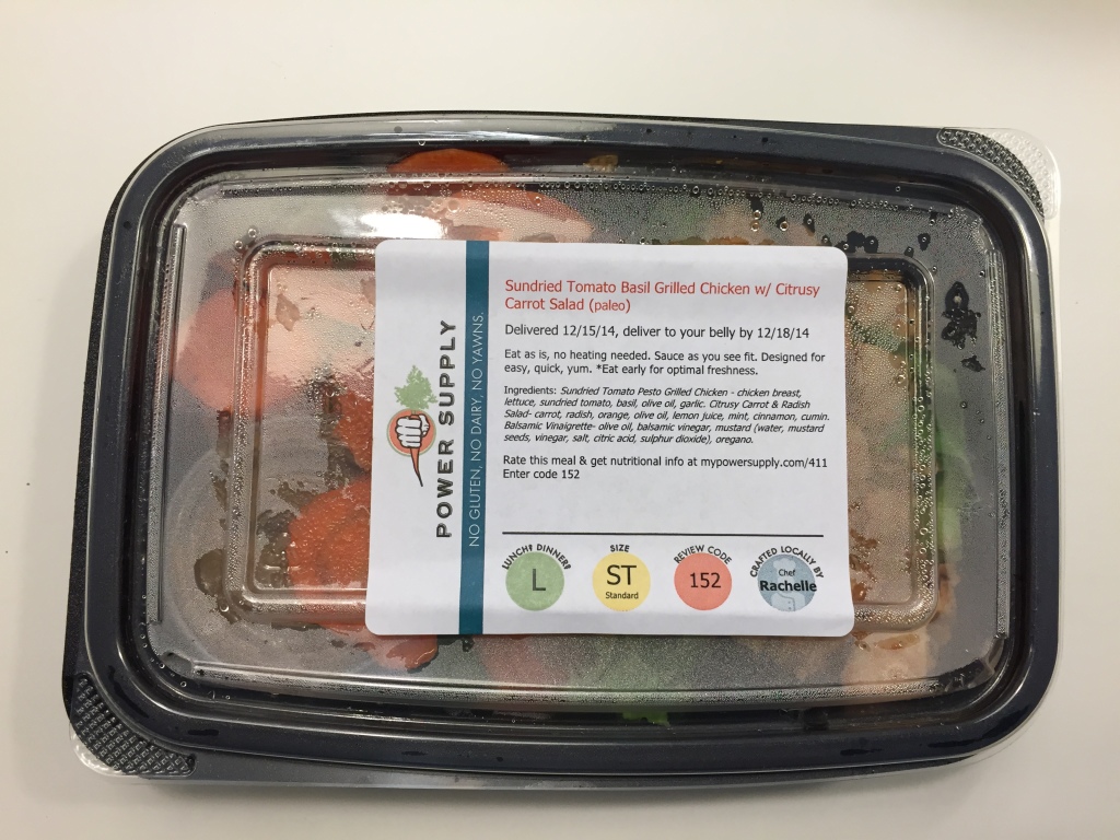 power supply sundried tomato basil grilled chicken with cirtusy carrot salad paleo lunch meal in box