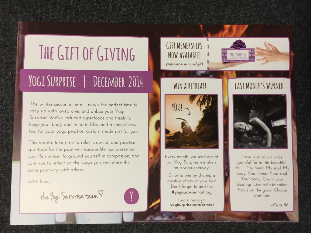 yogi surprise dec 2014 info card with gift of giving theme