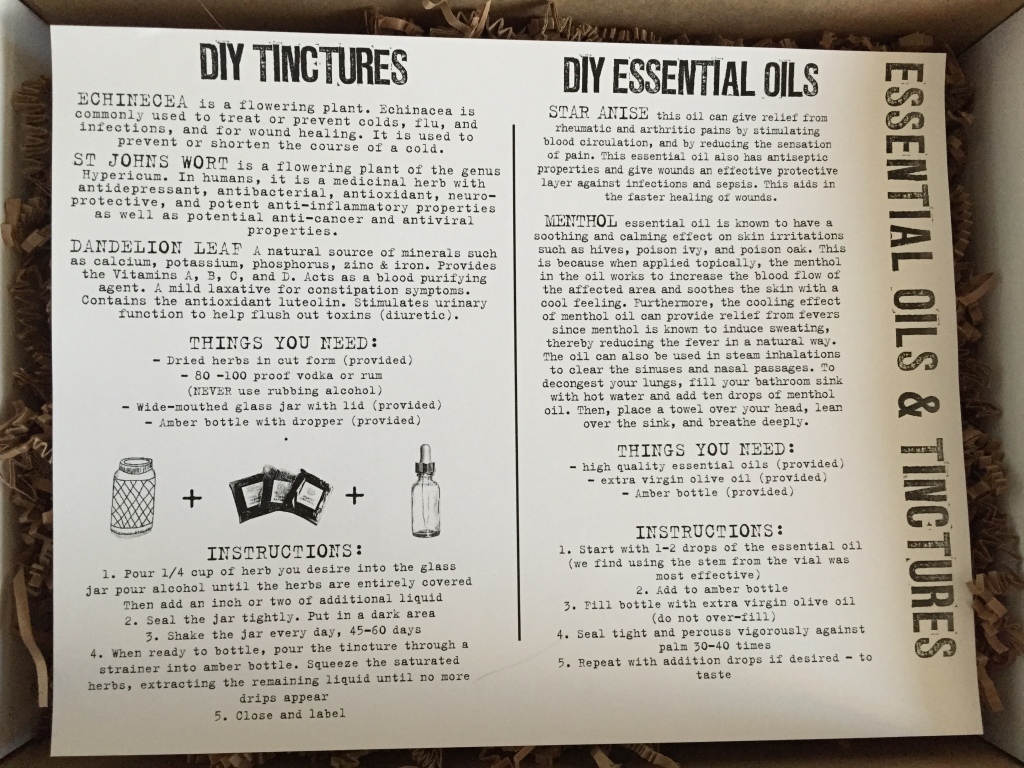 the homegrown collective december 2014 essential oils and tinctures info card