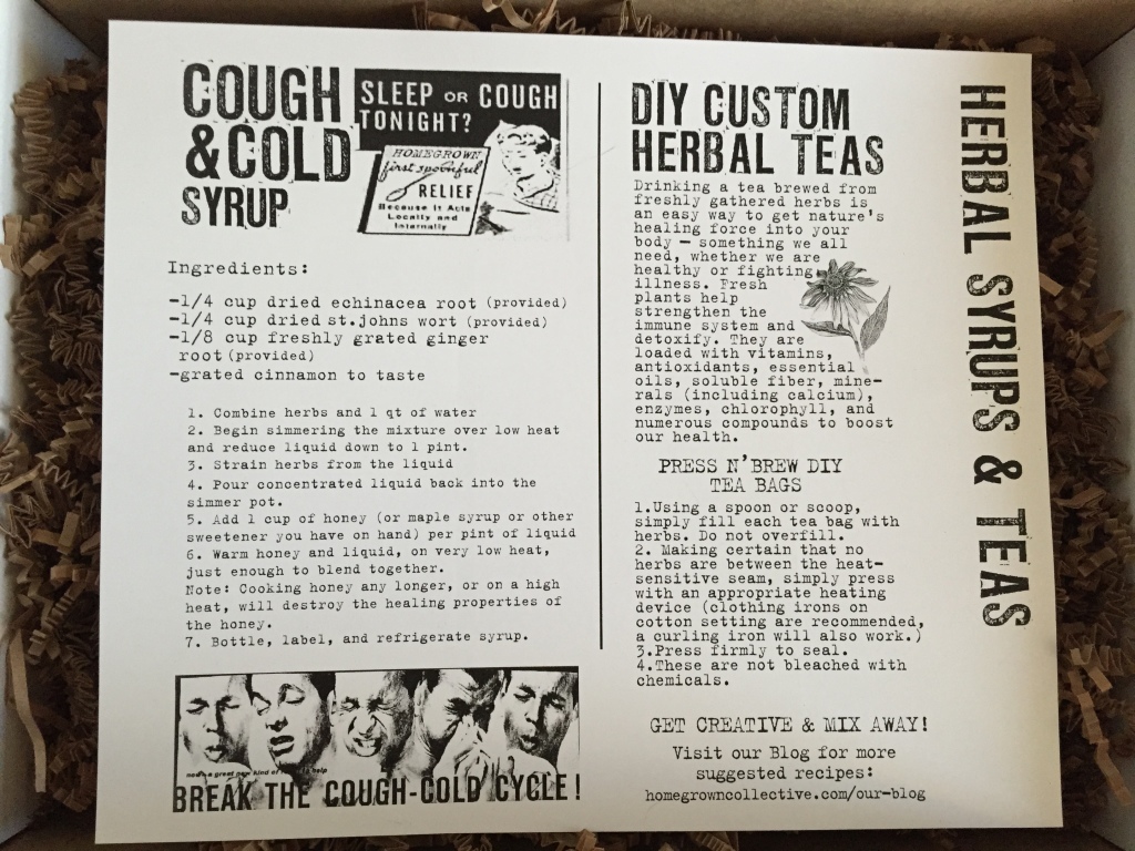 the homegrown collective december 2014 herbal syrups and teas info card