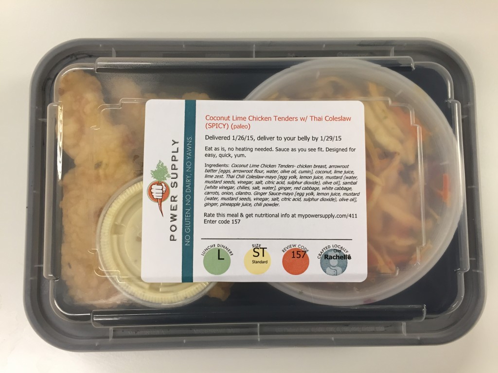 power supply coconut lime chicken tenders with thai coleslaw paleo lunch meal in box