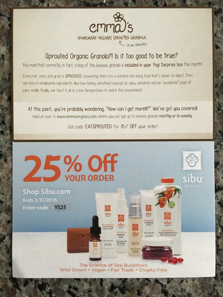 yogi surprise february 2015 product offer cards