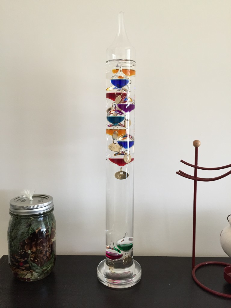 beautiful galileo thermometer on display at home