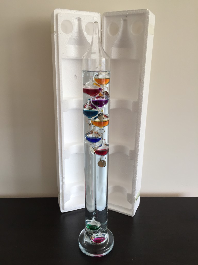 galileo thermometer and the styrofoam encasing it came in
