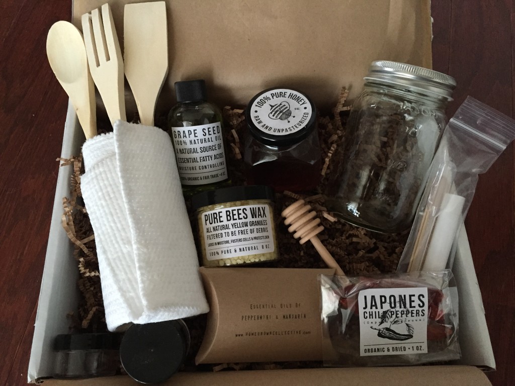 contents of the homegrown collective february 2015 box with honey how sweet it is theme