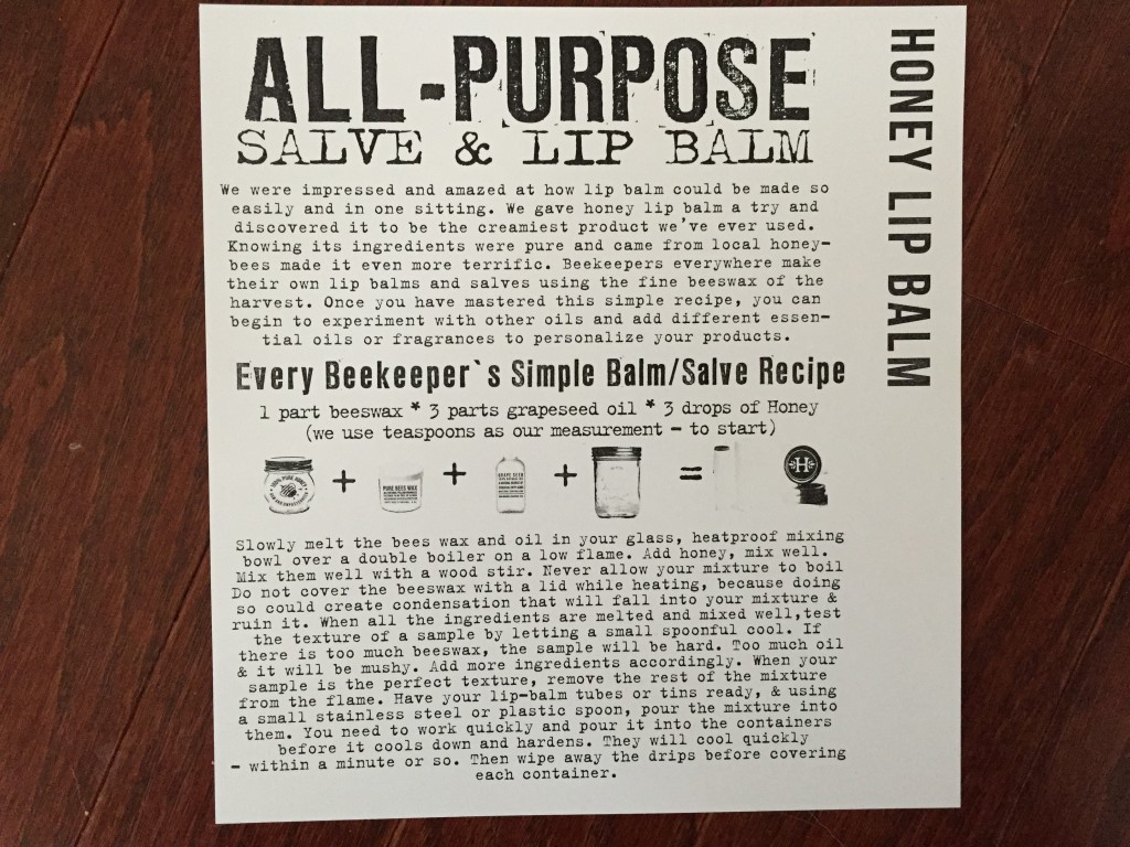 the homegrown collective february 2015 project honey lip balm info card