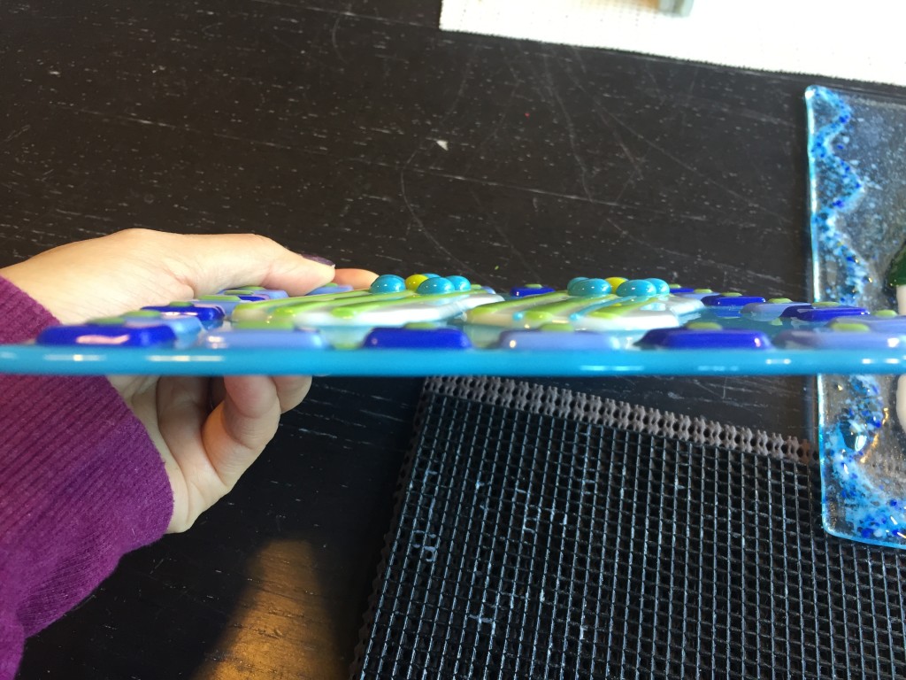 glass piece with tack fusion - the most bumpy option with minimal fusing